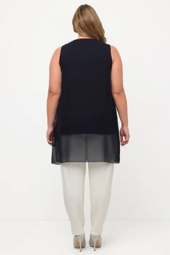 Plus size veliki brojevi Tunika svečana bez rukava s perlama na ovratniku za punije