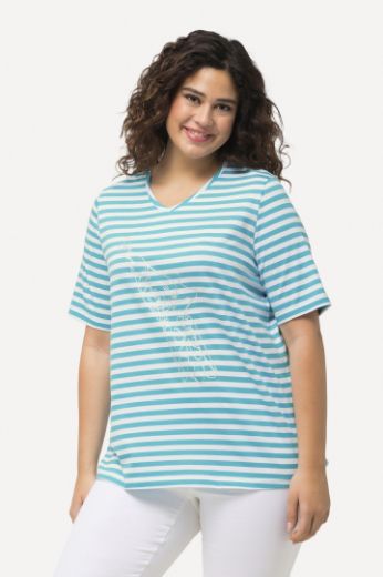 Plus size veliki brojevi Majica kratkih rukava V ovratnika na pruge motiv delfina za punije