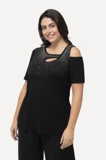 Plus size veliki brojevi Majica s otvorima i ukrasnim dodacima za punije