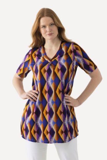 Plus size veliki brojevi Majica Slinky kratkih rukava s geometrijskim printom za punije