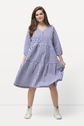Plus size veliki brojevi Haljina 3/4 rukava V ovratnika za punije