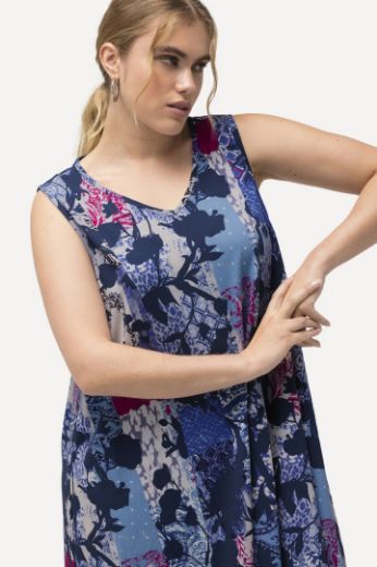 Plus size veliki brojevi Haljina maxi bez rukava s cvjetnim printom za punije