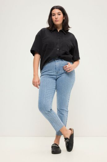 Plus size veliki brojevi Traperice s ukrasnim prugama za punije