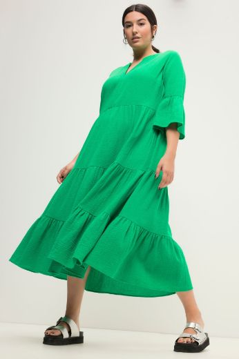 Plus size veliki brojevi Haljina 3/4 rukavi A kroja duži model za punije