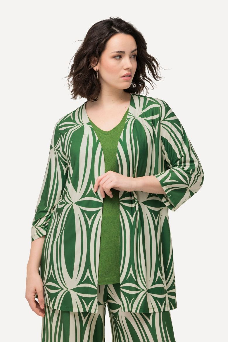 Plus size veliki brojevi Jakna lagana s 3/4 rukavima V izreza za punije
