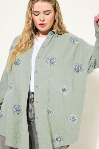 Plus size veliki brojevi Bluza dugih rukava s motivom oka za punije