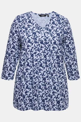 Plus size veliki brojevi Majica s 3/4 rukavima A kroja cvjetnog printa za punije