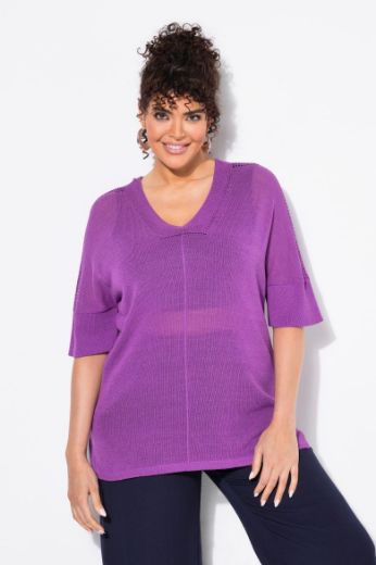 Plus size veliki brojevi Pulover polu rukava V ovratnika za punije