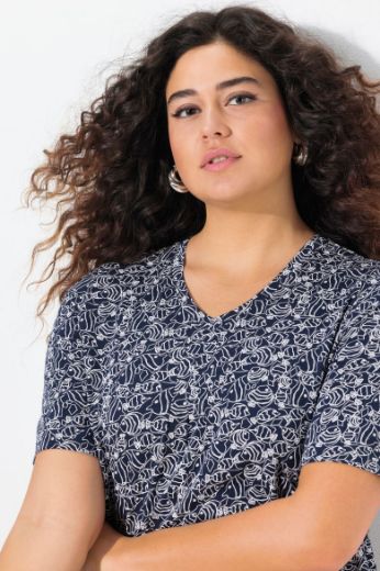 Plus size veliki brojevi Majica kratkih rukava V ovratnika za punije