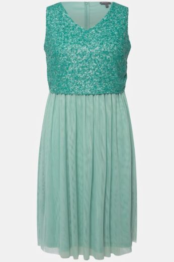 Plus size veliki brojevi Haljina elegantna midi bez rukava V ovratnika za punije