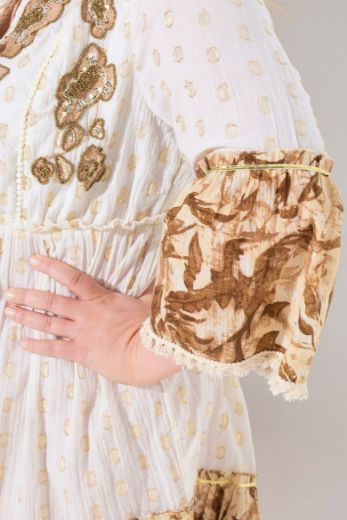 Plus size veliki brojevi Haljina mini s ukrasnim  vezom za punije