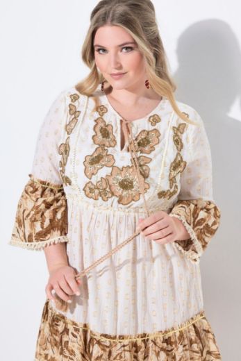 Plus size veliki brojevi Haljina mini s ukrasnim  vezom za punije