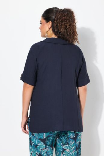 Plus size veliki brojevi Bluza polu rukava od mješavine lana za punije