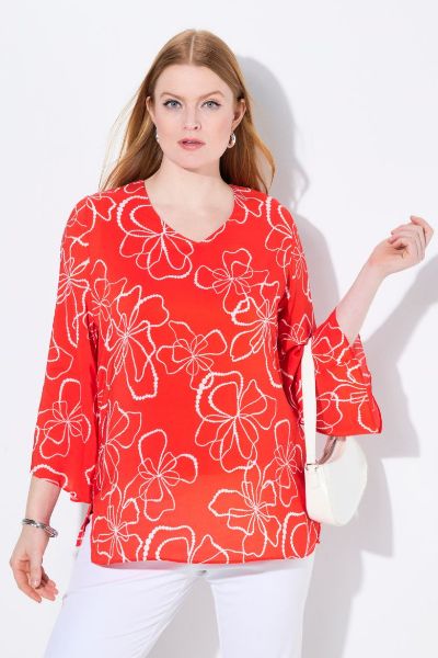 Veliki brojevi Bluza dugih rukava V ovratnika moda za punije