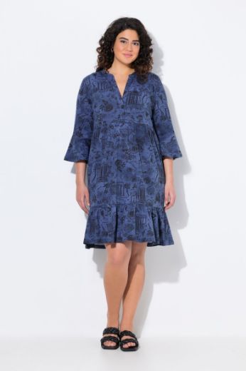 Plus size veliki brojevi Haljina 3/4 rukava A kroja za punije
