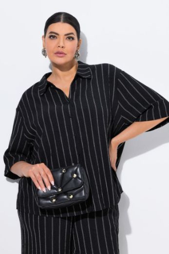Plus size veliki brojevi Bluza polu rukava na pruge za punije