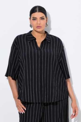 Plus size veliki brojevi Bluza polu rukava na pruge za punije