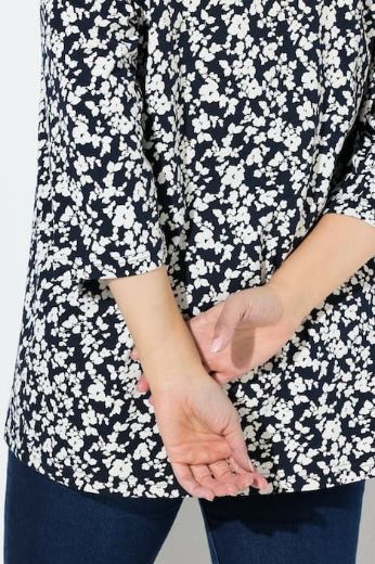 Plus size veliki brojevi Majica s 3/4 rukavima A kroja cvjetnog printa za punije