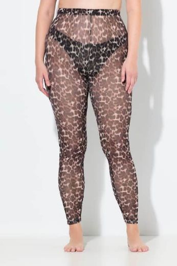 Plus size veliki brojevi  Tajice mrežaste s leopard uzorkom za punije