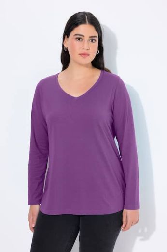 Plus size veliki brojevi Majica dugih rukava V ovratnika za punije