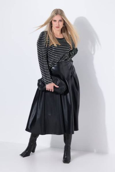 Veliki brojevi Suknja imitacija kože A kroja moda za punije