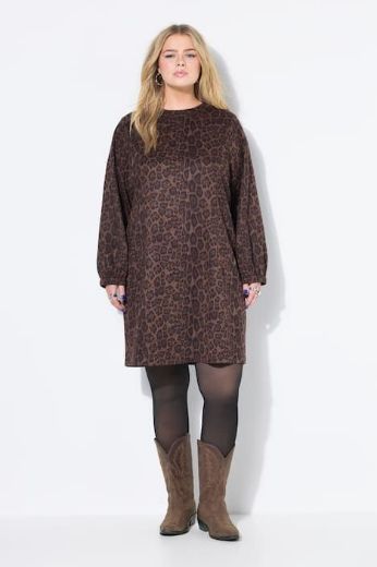 Plus size veliki brojevi Haljina dugih rukava šireg kroja za punije