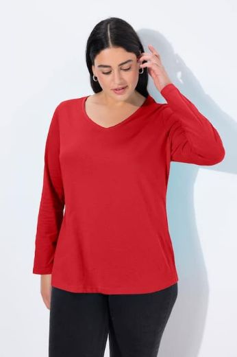 Plus size veliki brojevi Majica dugih rukava V ovratnika za punije