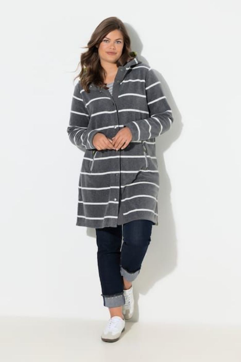 Plus size veliki brojevi Majica dužeg kroja od flisa na kopčanje za punije