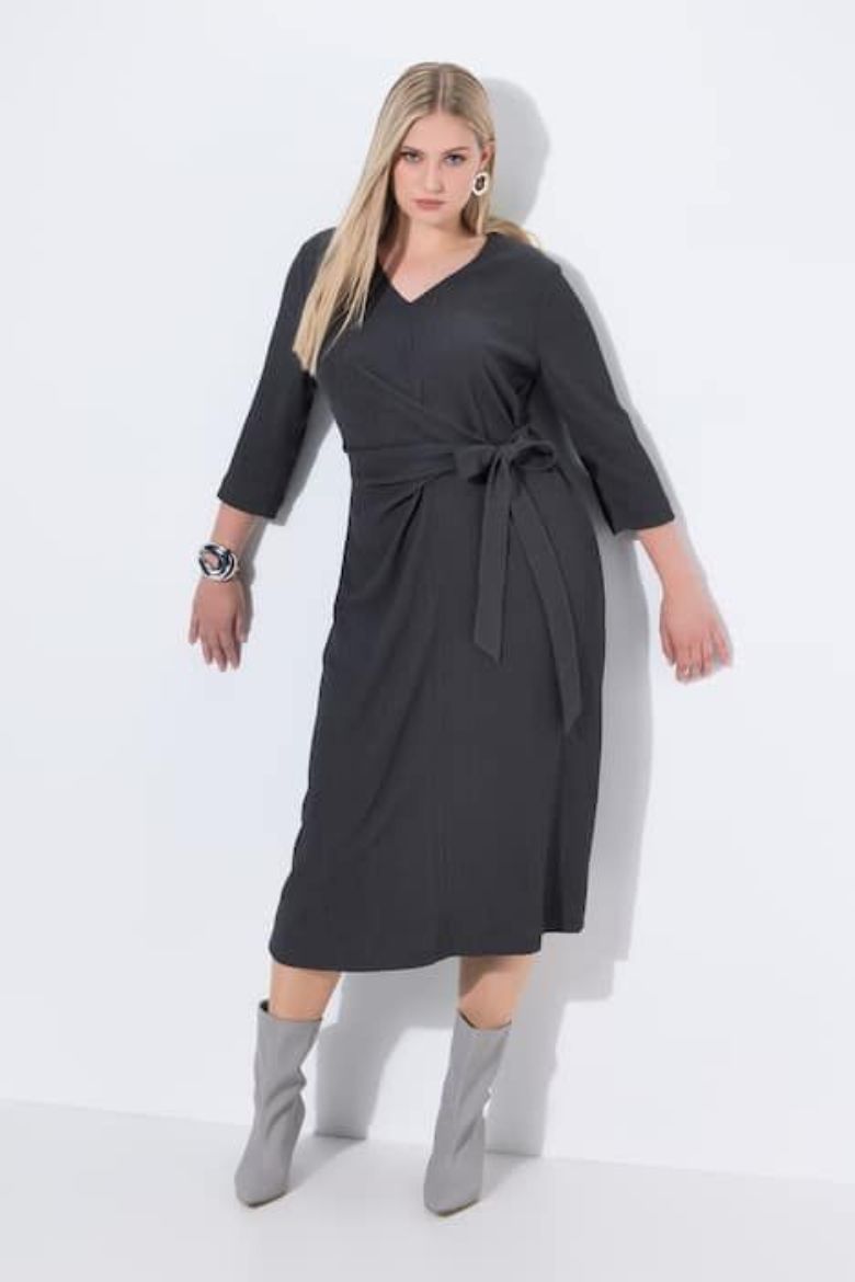 Plus size veliki brojevi Haljina midi 3/4 rukava za punije