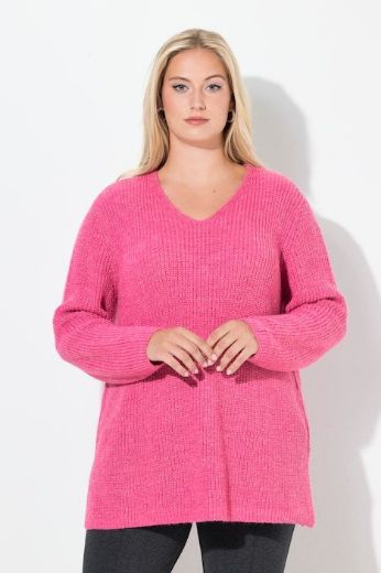 Plus size veliki brojevi Pulover dugih rukava V ovratnika za punije