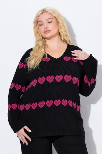 Plus size veliki brojevi Pulover dugih rukava V ovratnika za punije