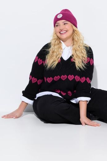 Plus size veliki brojevi Pulover dugih rukava V ovratnika za punije