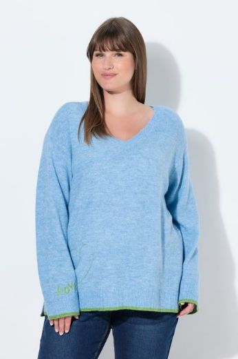 Plus size veliki brojevi Pulover dugih rukava V ovratnika za punije