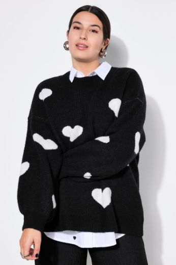 Plus size veliki brojevi Pulover s printom srca za punije