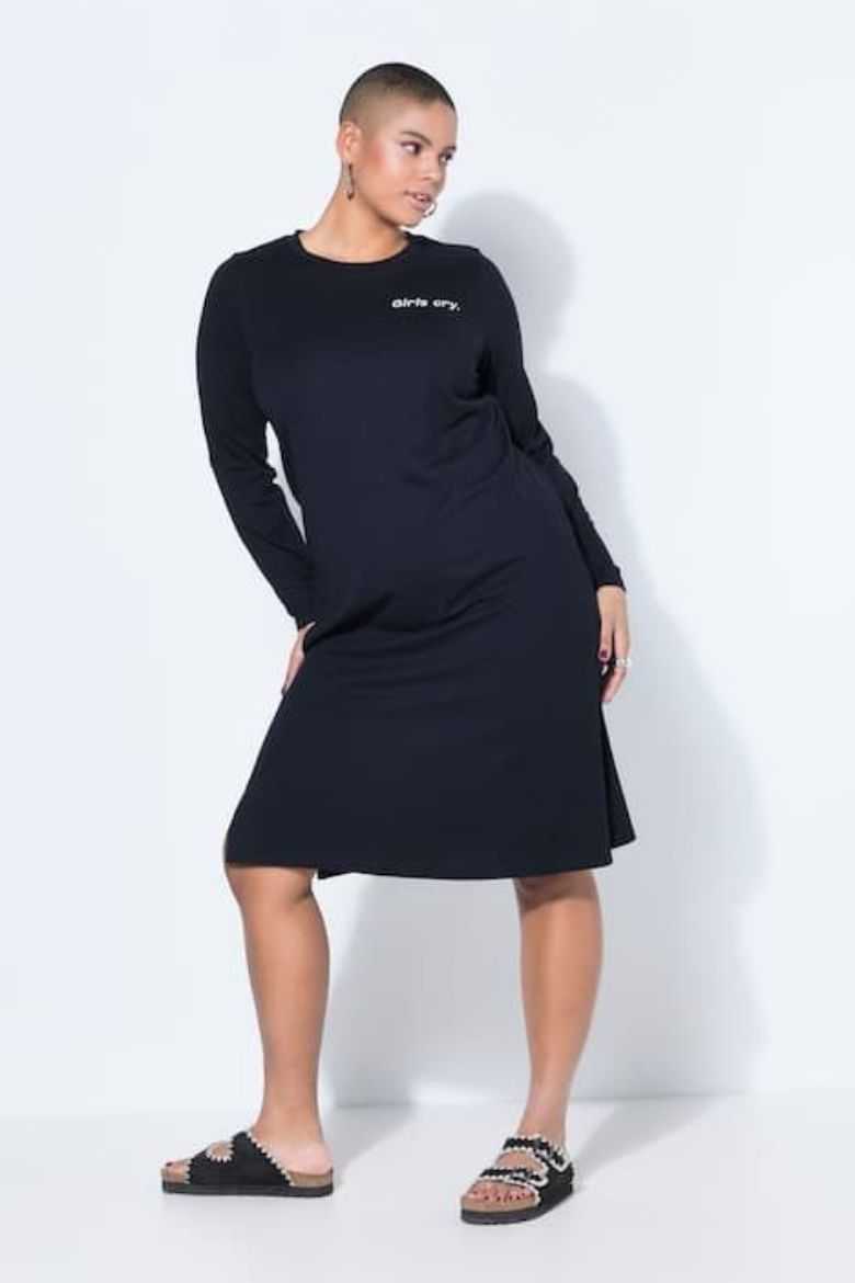 Plus size veliki brojevi Haljina midi dugih rukava za punije