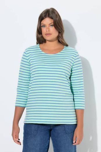 Plus size veliki brojevi Majica dugi rukavi na pruge za punije