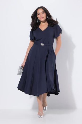 Plus size veliki brojevi Haljina svečana midi kratkih rukava za punije