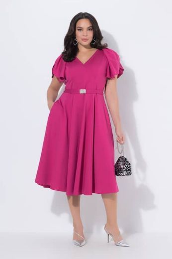 Plus size veliki brojevi Haljina svečana midi kratkih rukava za punije