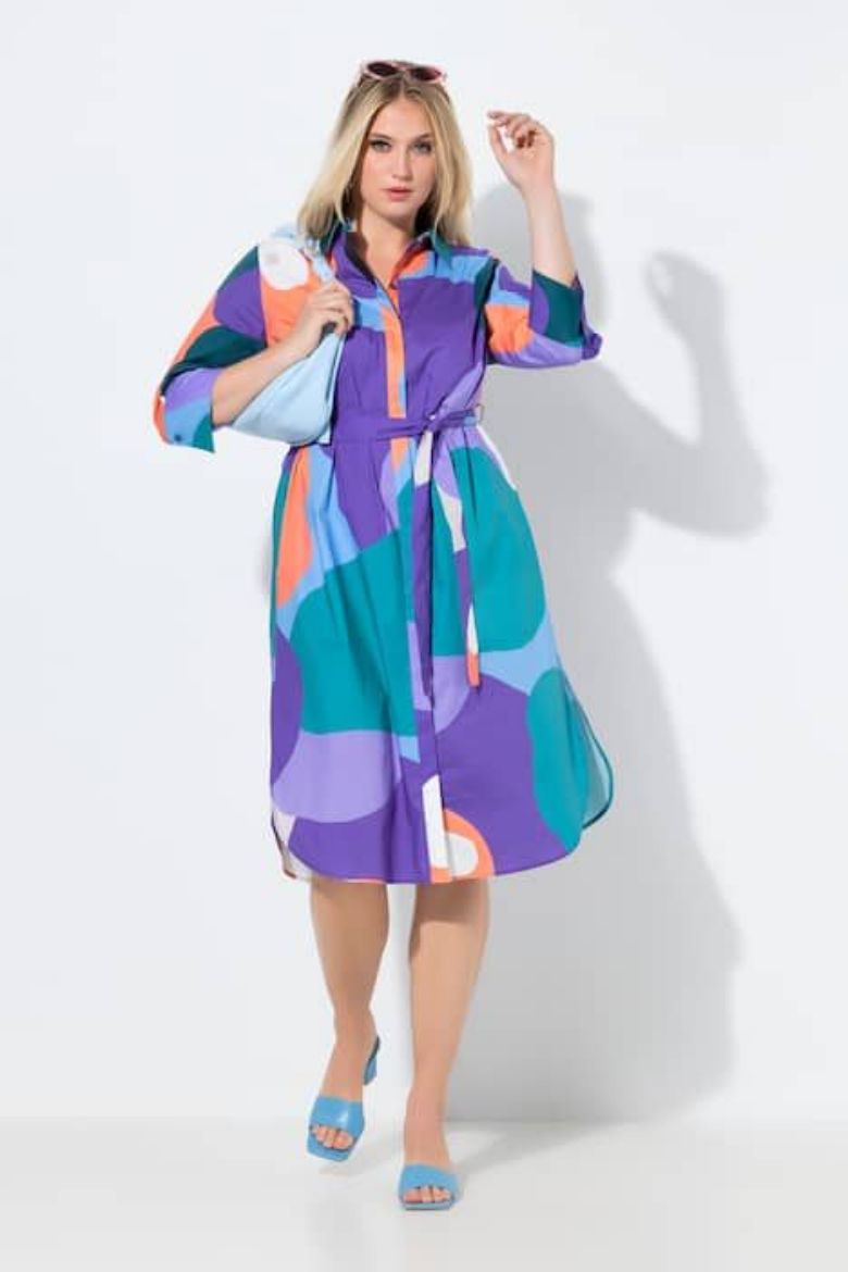 Plus size veliki brojevi Haljina midi 3/4 rukava za punije