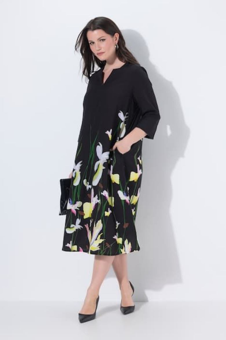 Plus size veliki brojevi Haljina midi 3/4 rukava za punije
