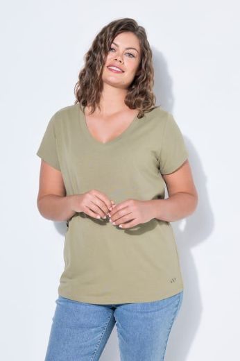 Plus size veliki brojevi Majica sa v izrezom i kratkih rukava za punije