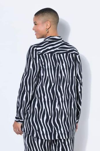 Plus size veliki brojevi Košulja dugih rukava ravnog kroja zebra uzorka za punije