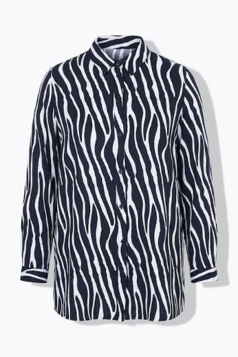 Plus size veliki brojevi Košulja dugih rukava ravnog kroja zebra uzorka za punije