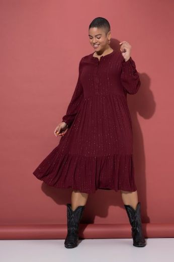 Plus size veliki brojevi Haljina midi dugih rukava A kroja za punije