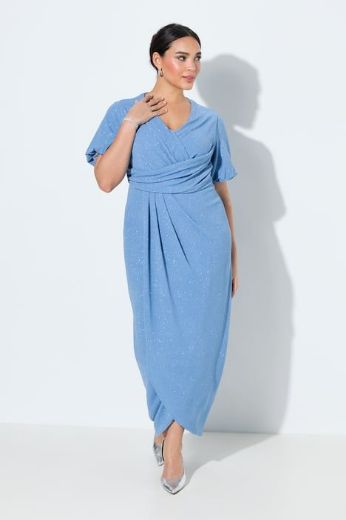 Plus size veliki brojevi Haljina svečana maxi kratkih rukava omotanog izgleda za punije
