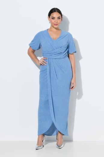 Plus size veliki brojevi Haljina svečana maxi kratkih rukava omotanog izgleda za punije