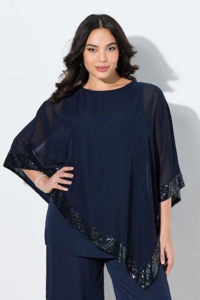 Veliki brojevi Bluza od šifona A kroja moda za punije