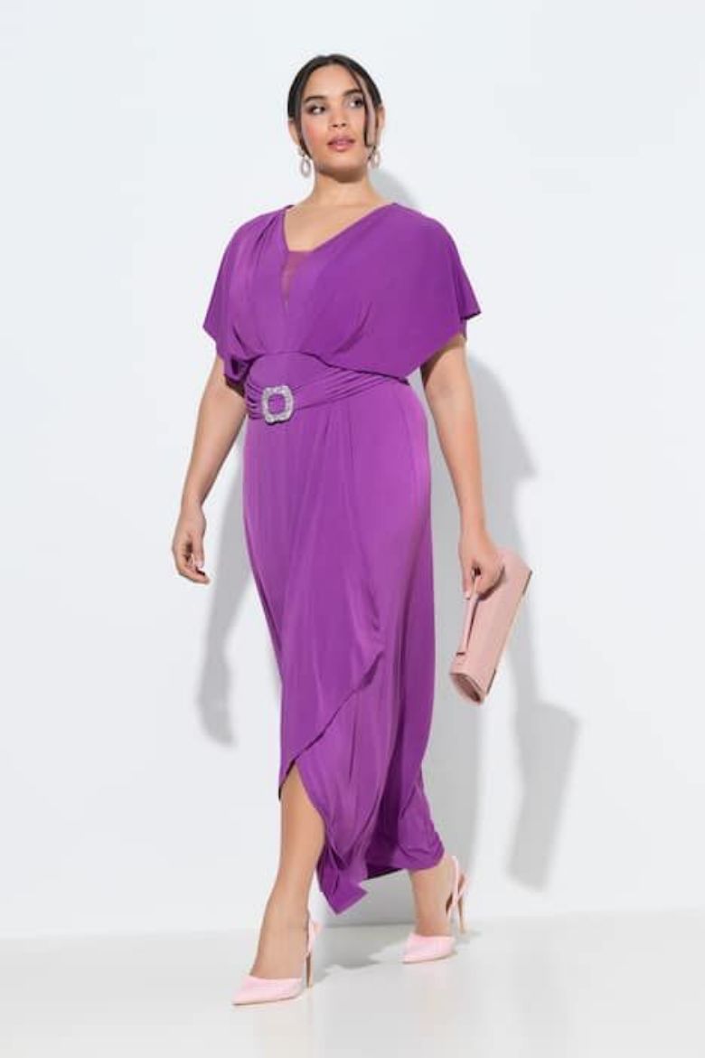 Plus size veliki brojevi Haljina svečana maxi kratkih rukava V izreza za punije