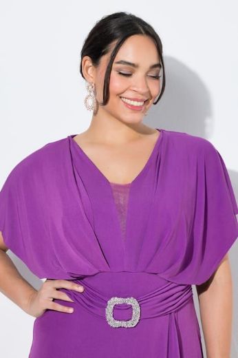 Plus size veliki brojevi Haljina svečana maxi kratkih rukava V izreza za punije