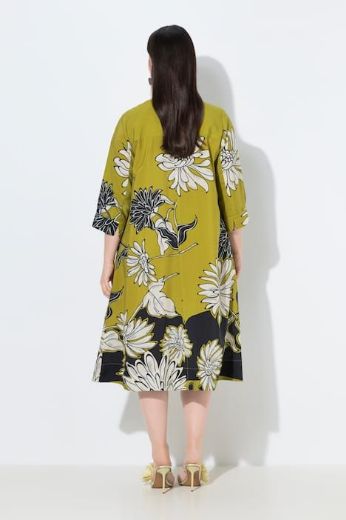 Plus size veliki brojevi Haljina elegantna midi 3/4 rukavi V izrez cvjetni uzorak za punije